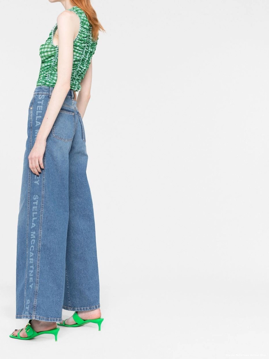 Affordable logo-tape wide-leg Women Stella jeans McCartney 0711